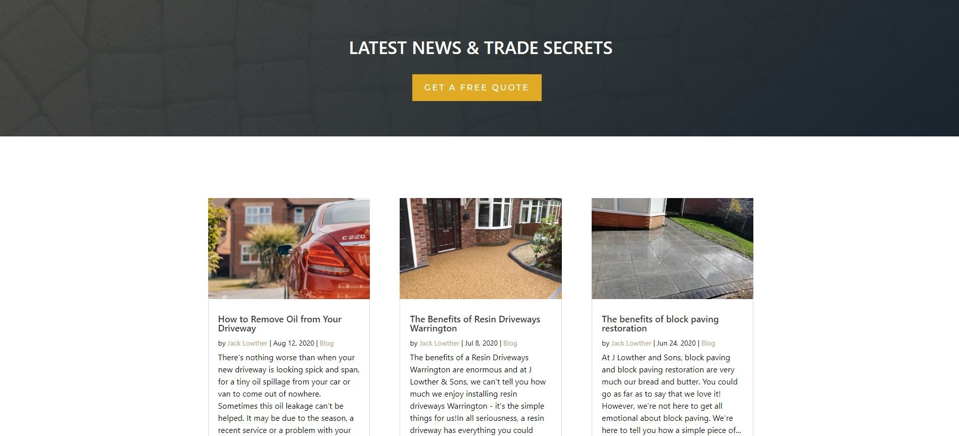 J Lowther & Sons Example of Blogs on Site