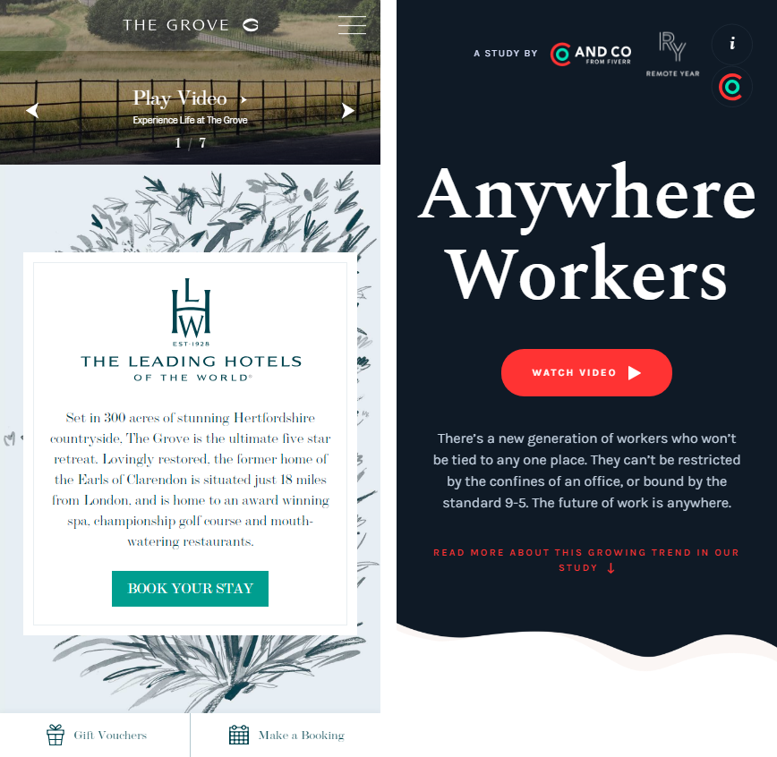 Screen capture two modern mobile first designs