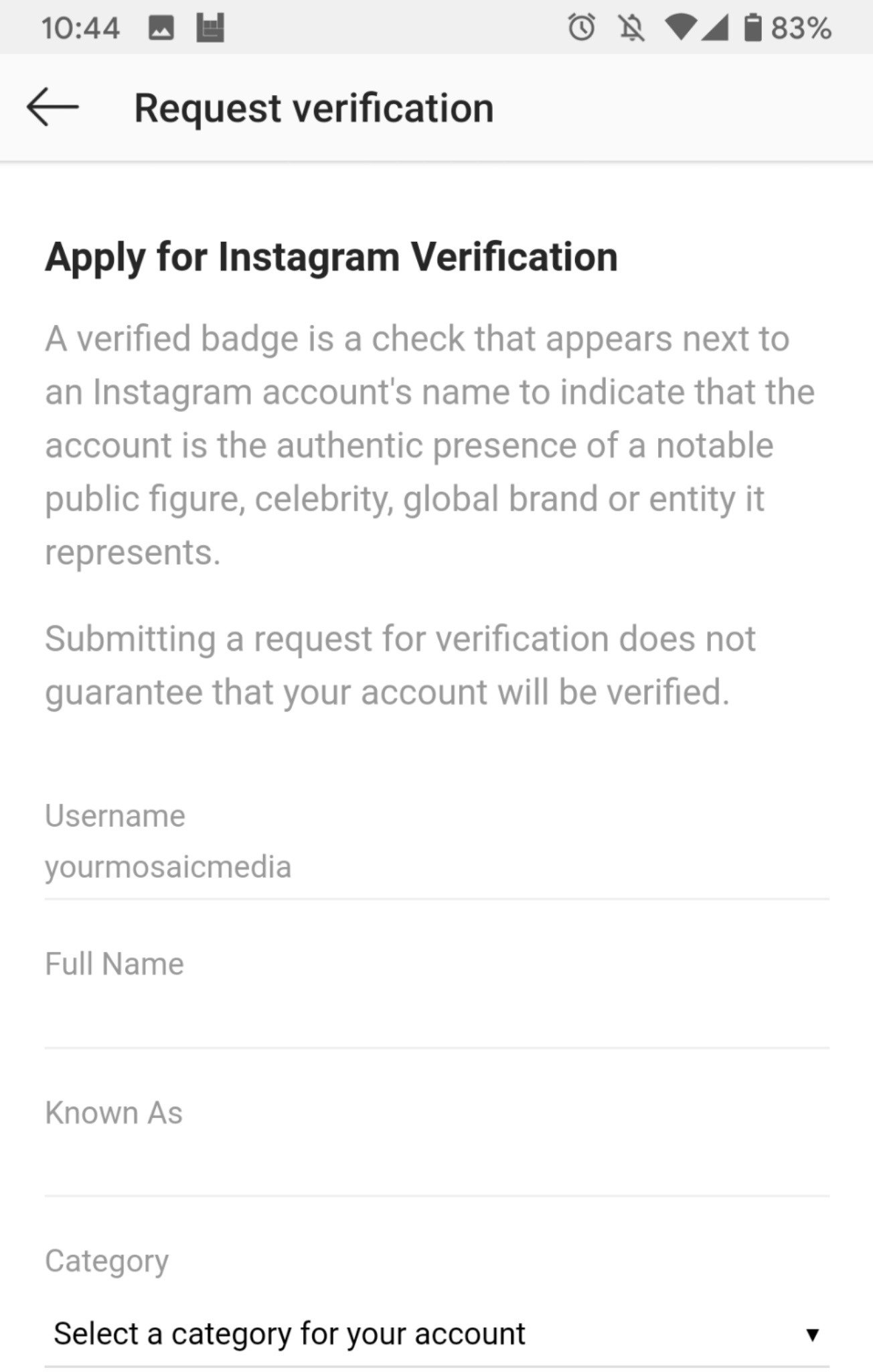 Instagram verification step 5